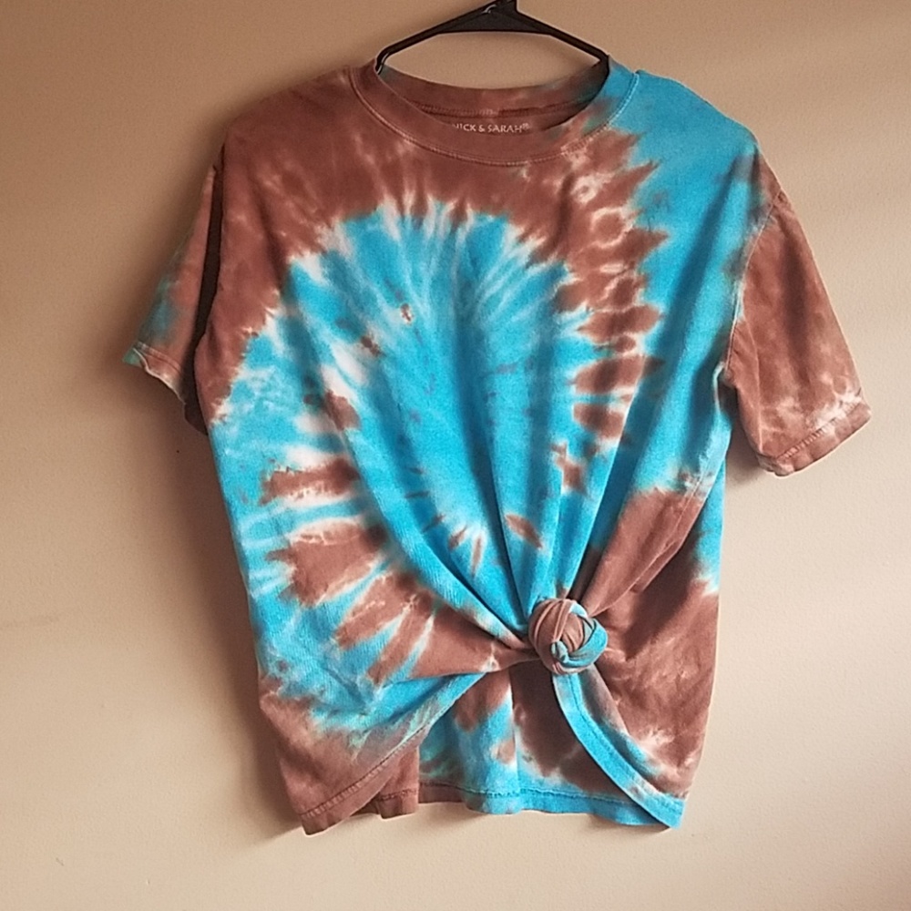 Blue/Brown Tie-Dyed Short Sleeve Shirt